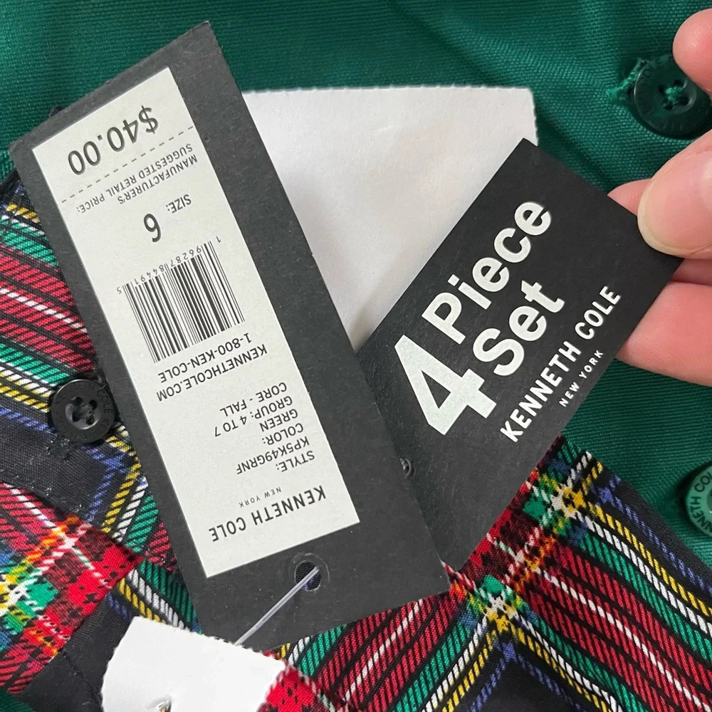 NWT Boy Kenneth Cole 4 piece Christmas set: elastic pants, vest, shirt - Picture 4 of 8